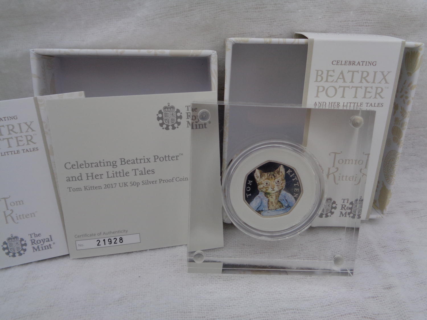 Beatrix Potter Tom Kitten Coloured Silver Proof 50pence