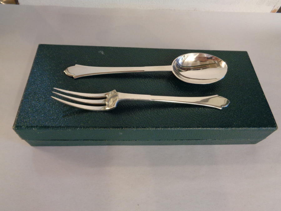 Solid Silver Art Deco Fork & Spoon