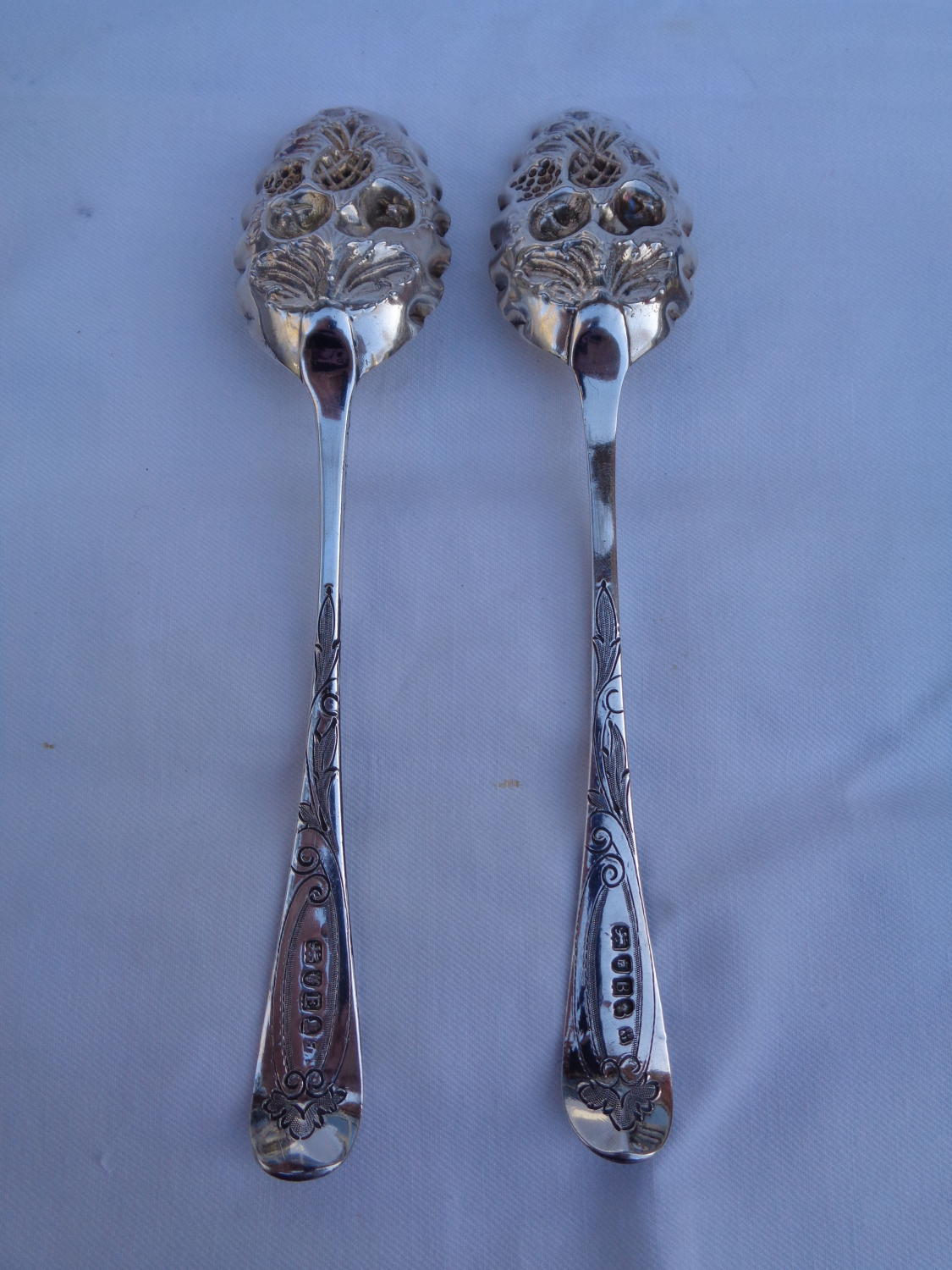 Solid Silver Antique Berry Spoons