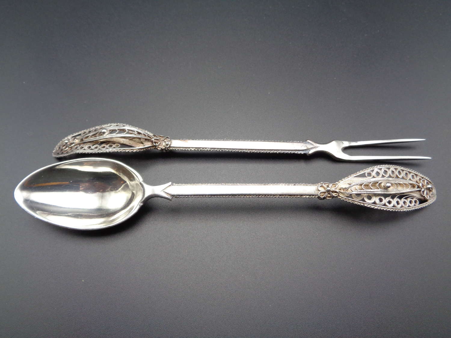 Solid Silver Pickle Fork & Spoon