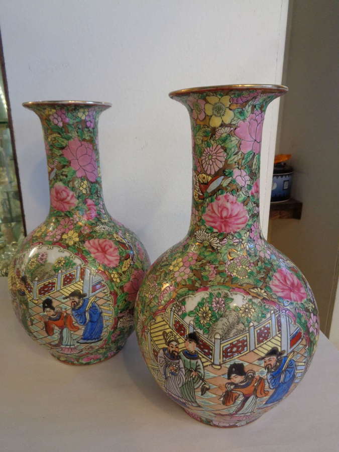 Chinese 'Famille Rose' Vases (Pair)