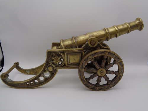 Vintage Brass Cannon Ornament 4 Inch 