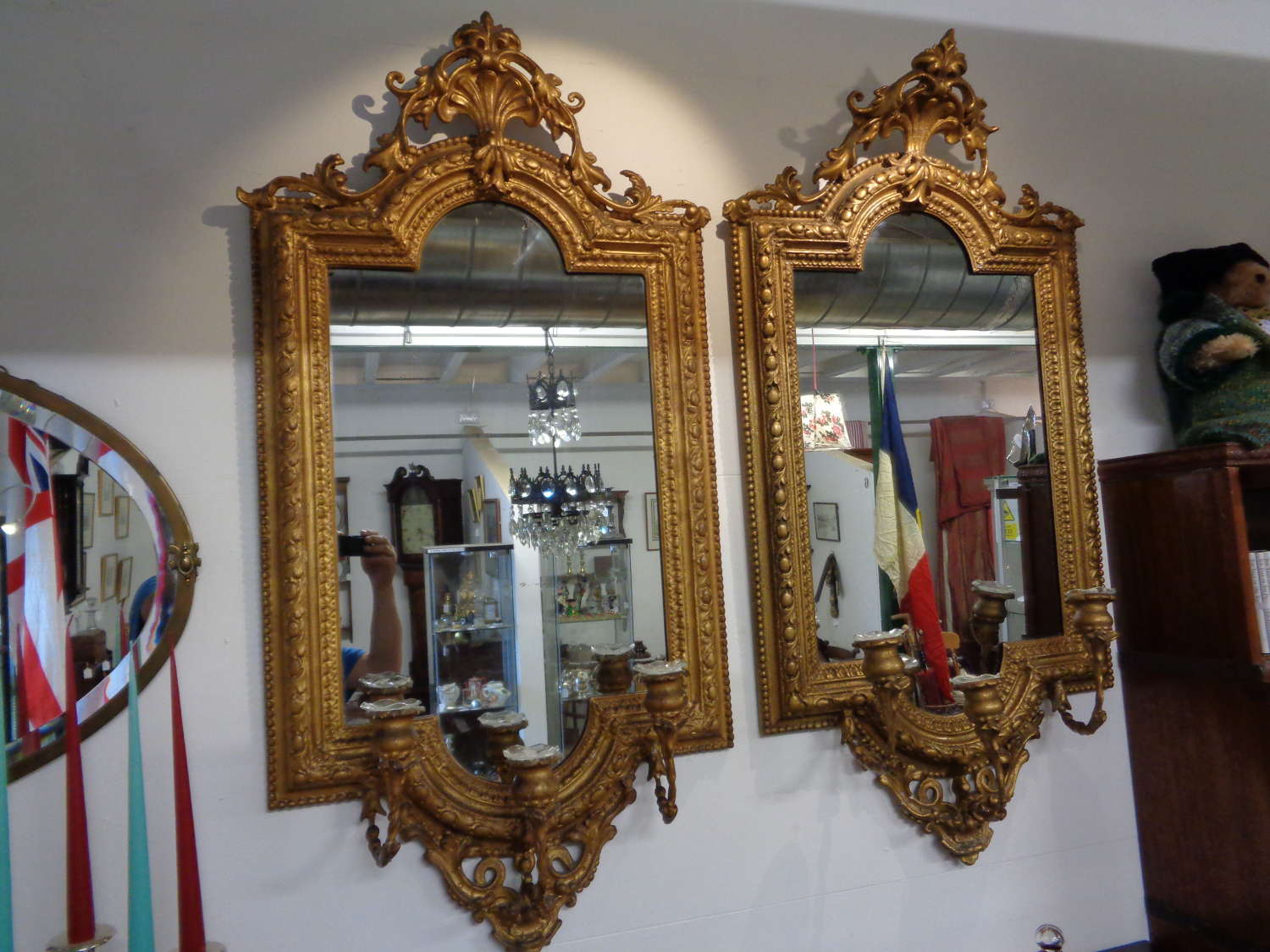 Pair 19th Century Gilt Gesso Mirrors