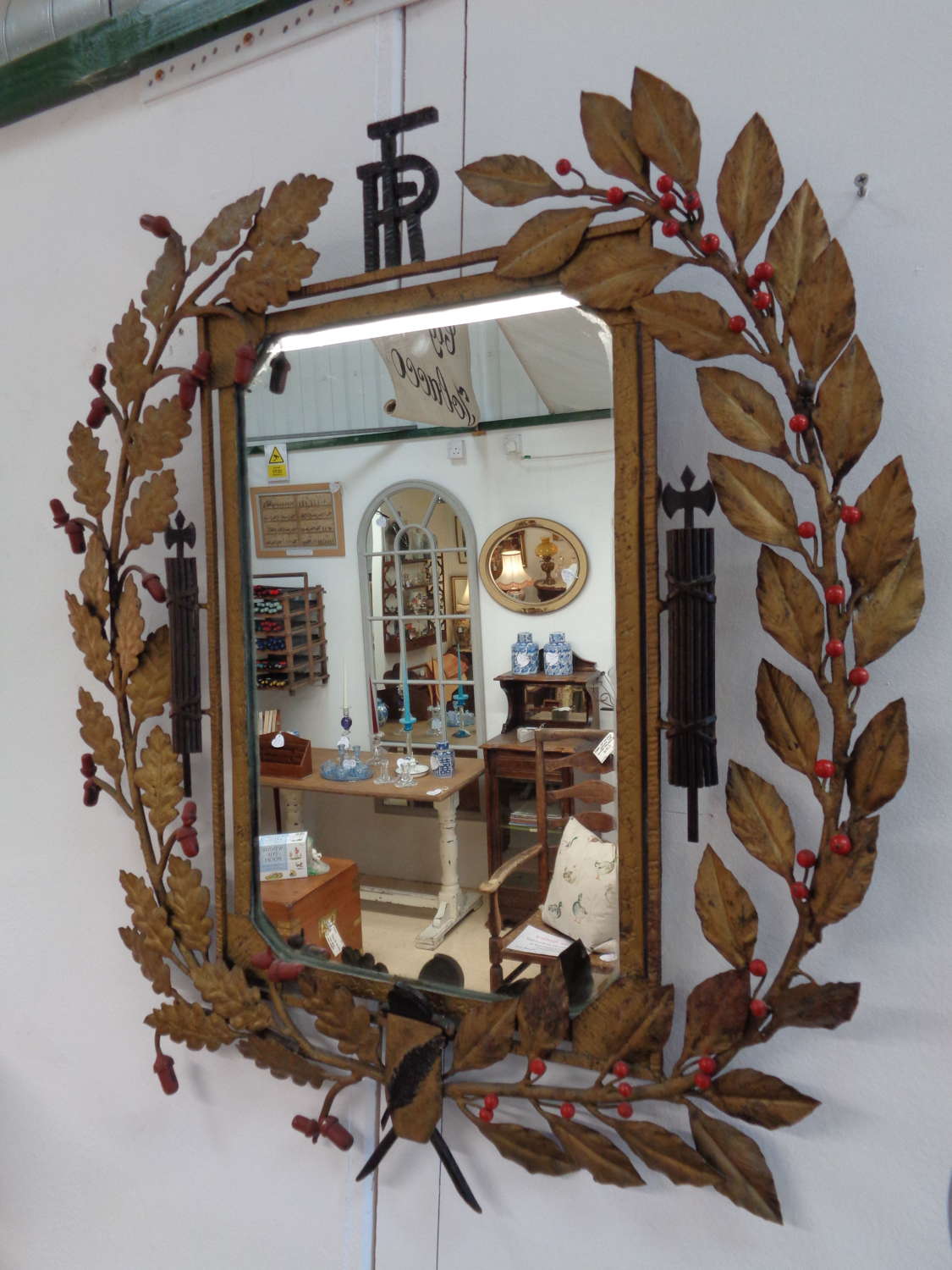 Antique Metal French Republic Mirror