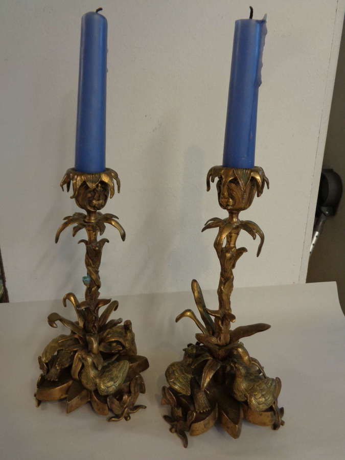 Rare Antique Brass Candlesticks