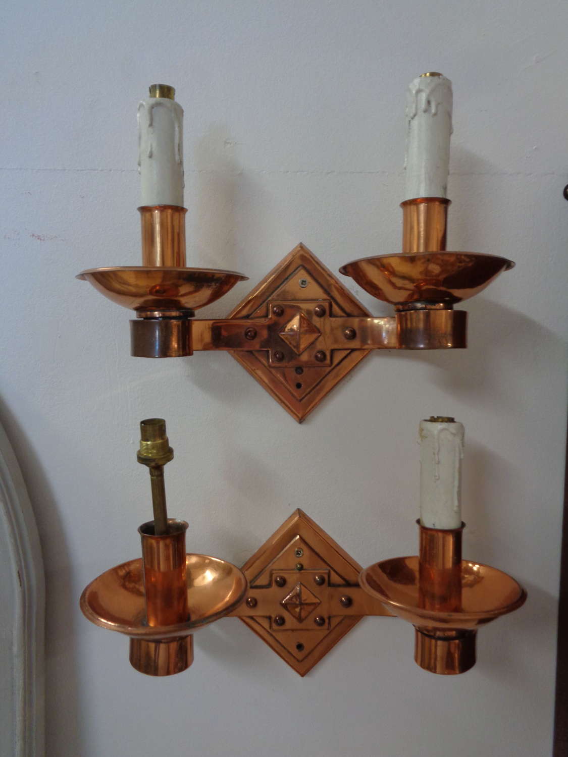 Vintage Copper Wall Lights (Pair)