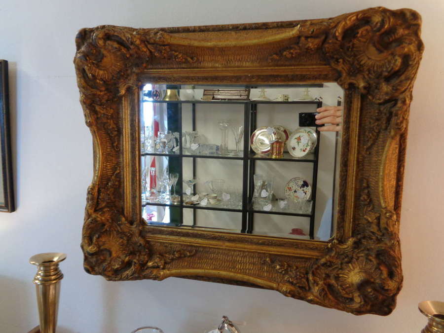 Antique Heavy Gilt Bevelled Mirror