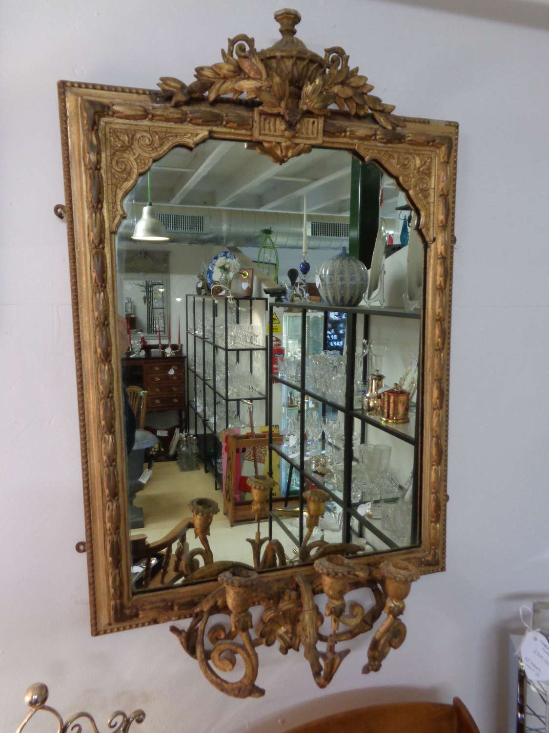 19th Century Gilt Gesso Girondelle Mirror