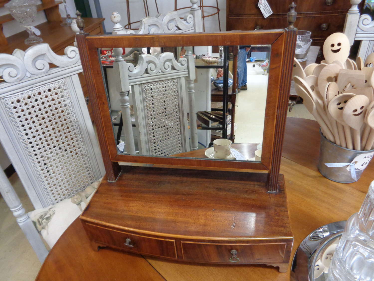 19th Century Mahogany Table Top Mirror with Drawers