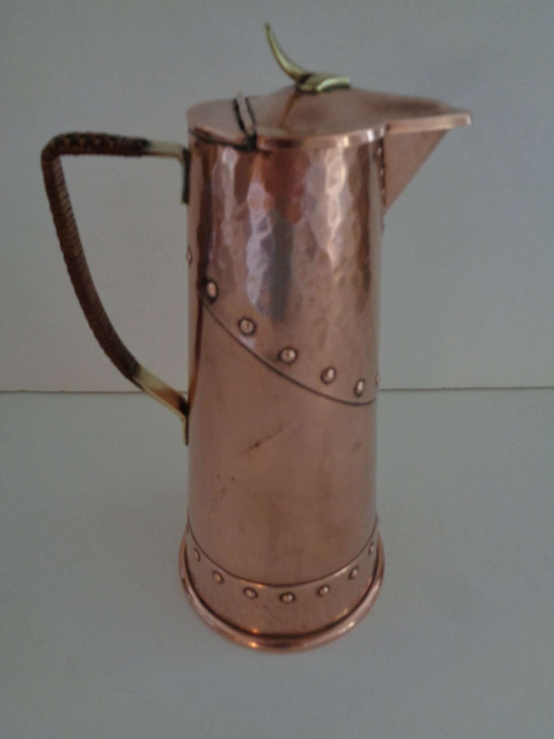 WMF Art Nouveau Copper & Brass Lidded Jug / Ewer c1910