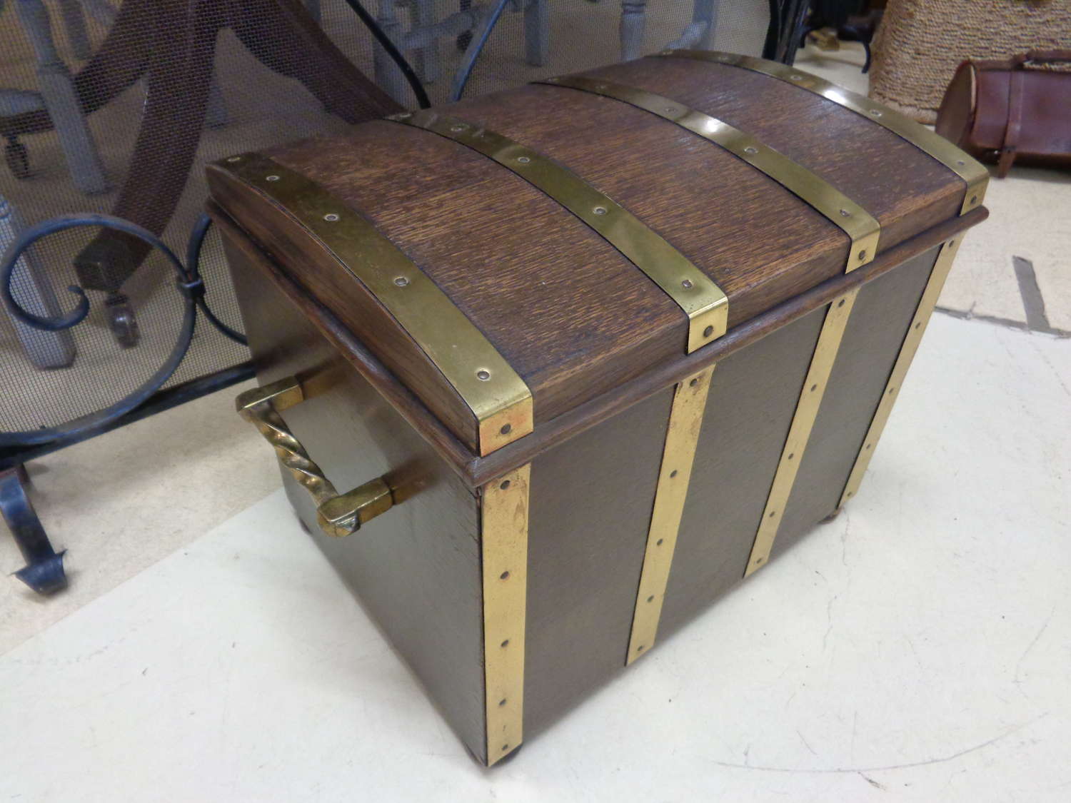 Antique Banded Coal / Log Box