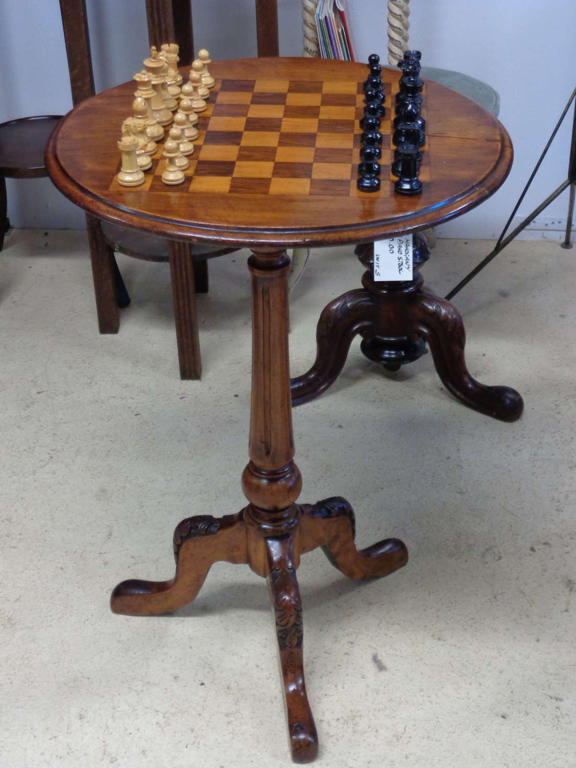 Antique Walnut & Satinwood Chess Table