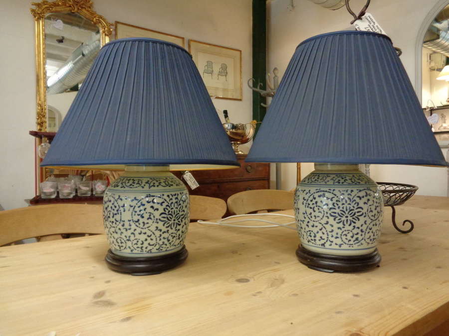 Pair Ginger Jar Table Lamps with Shades