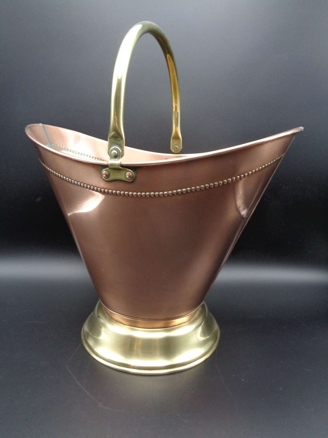 Vintage Small Copper & Brass Coal Bucket with Handle