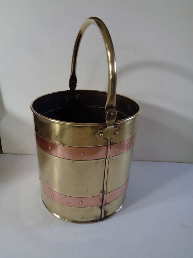 Antique Brass & Copper Coal Bucket