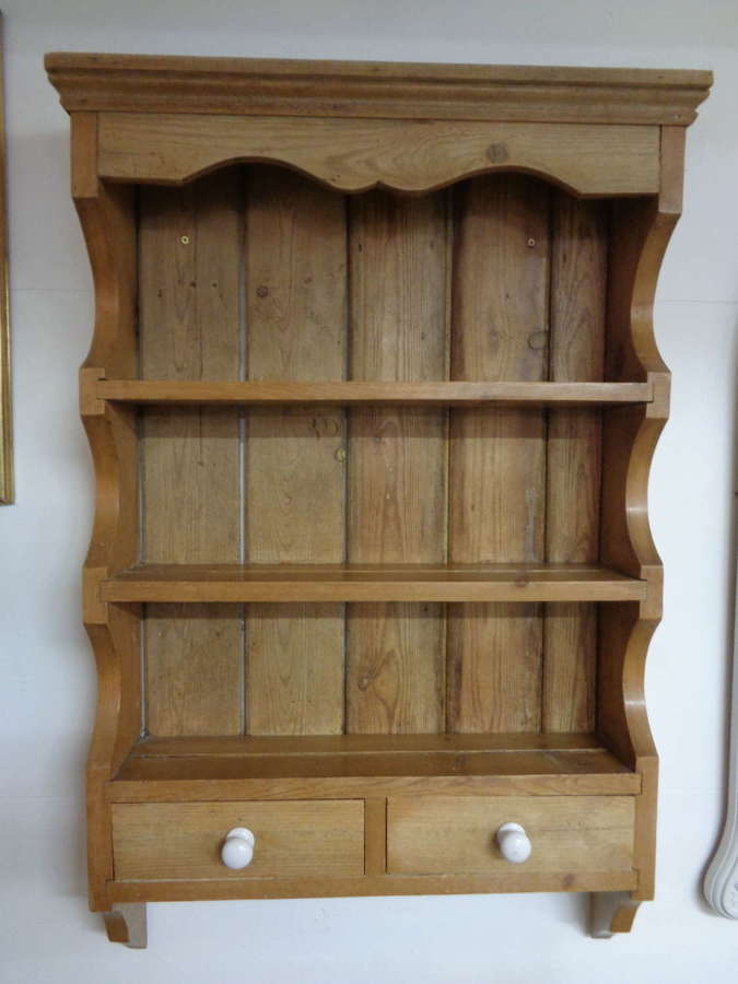 Vintage Pine Wall Mounted Shelves + 2 Drawers