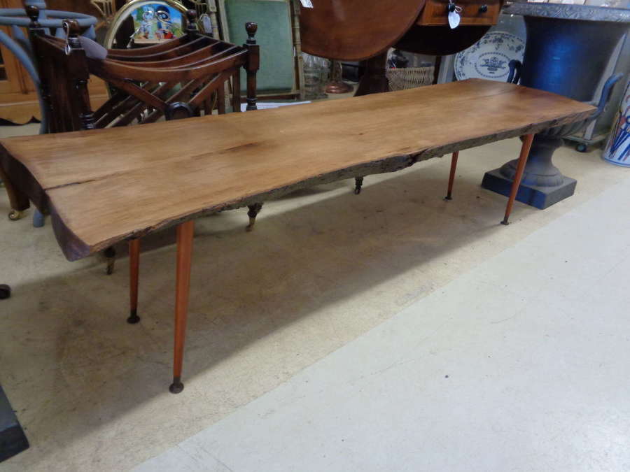 Bespoke Wooden (Elm?) Coffee Table on Retro Pin Legs