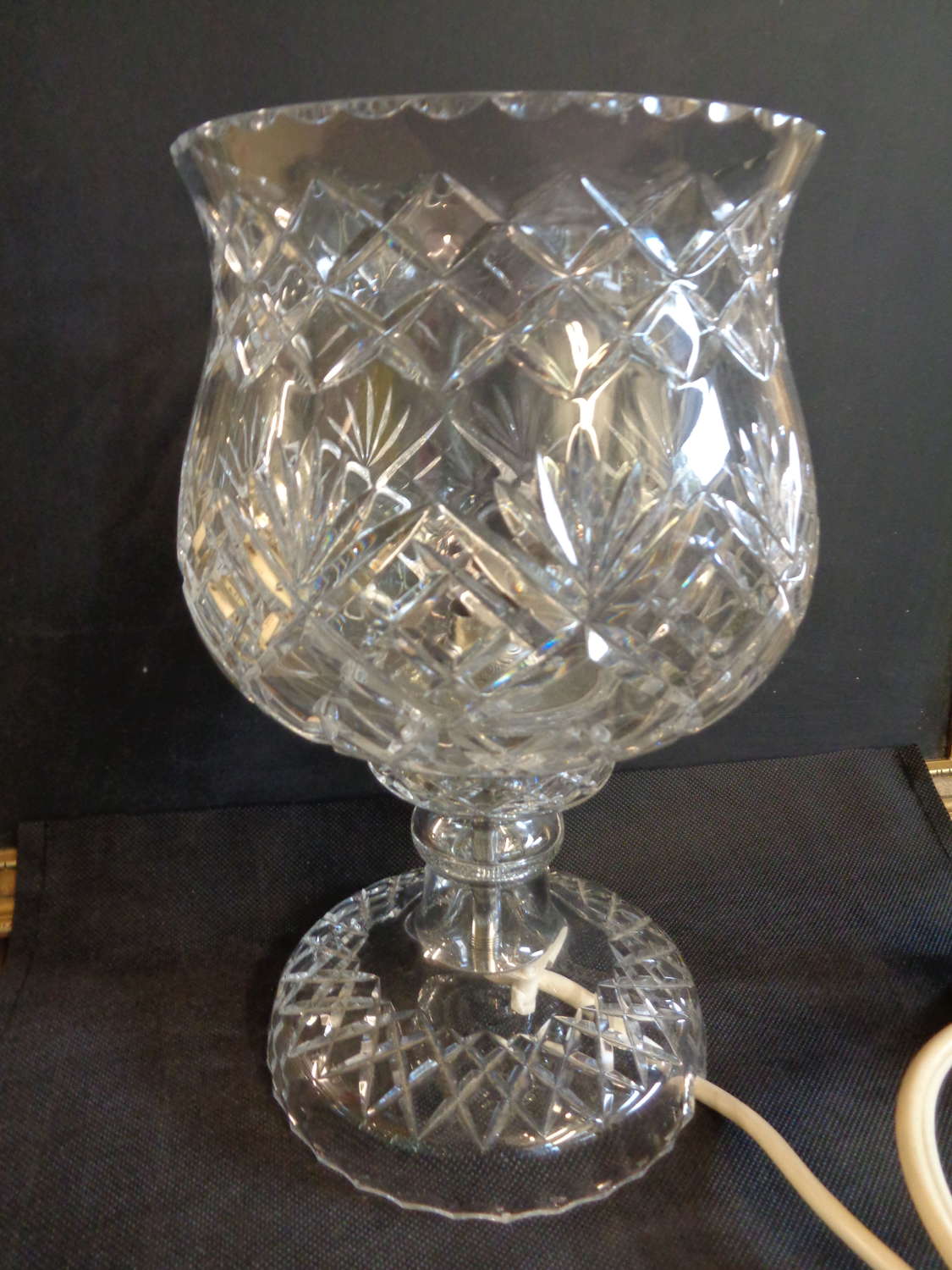Art Deco Crystal Table Lamp - PAT Tested