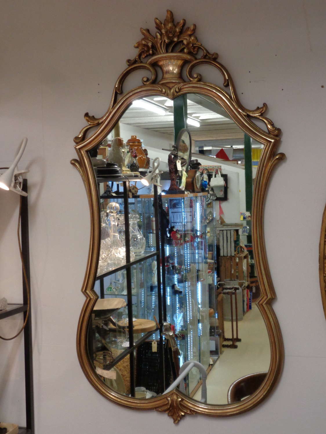 Ornate Old American Gilt Mirror - Rococo Style