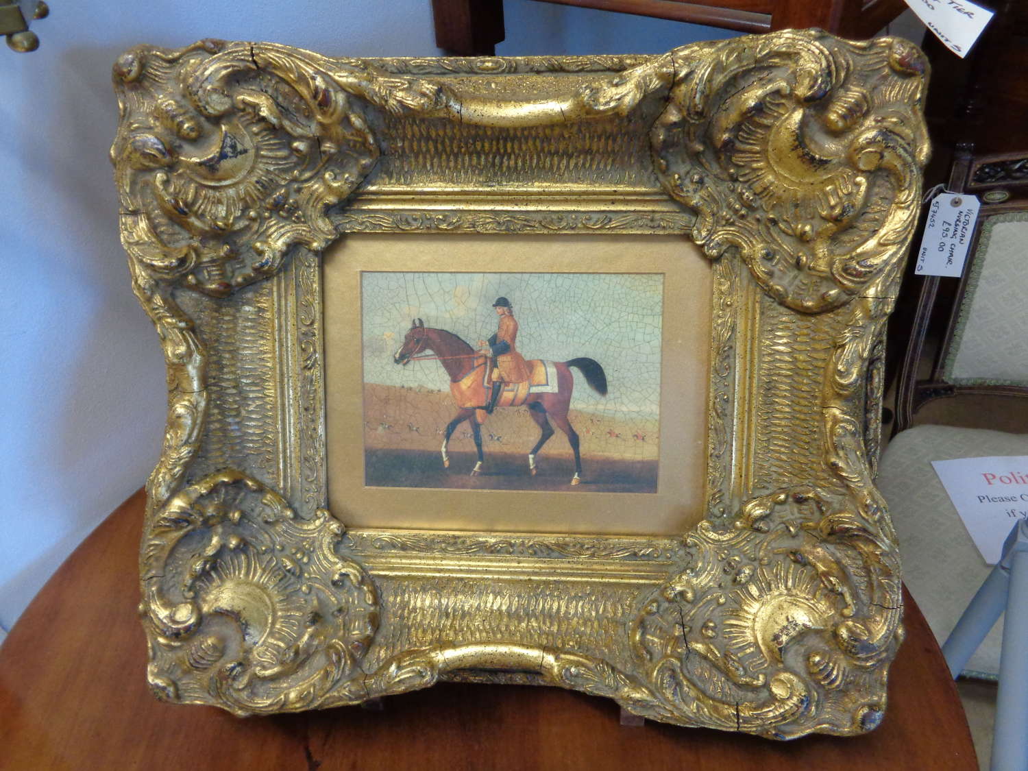 Framed Equestrian Painting in Heavy Gilt Frame
