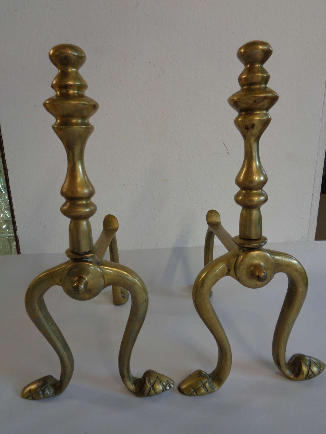 Old Brass Fire Dogs