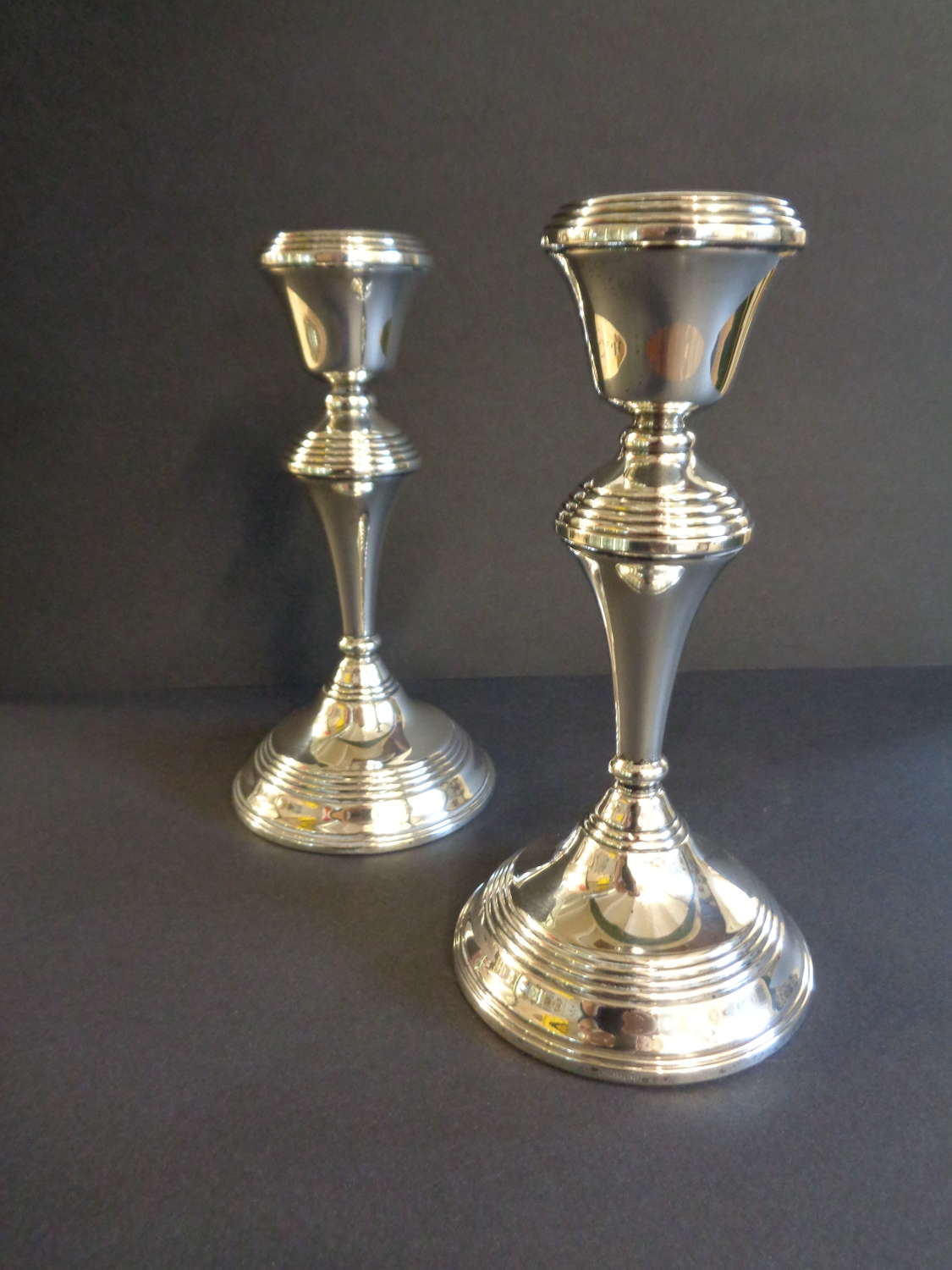 Sterling Silver Candlesticks - Birmingham 1988 by W.I.Broadway -Weight