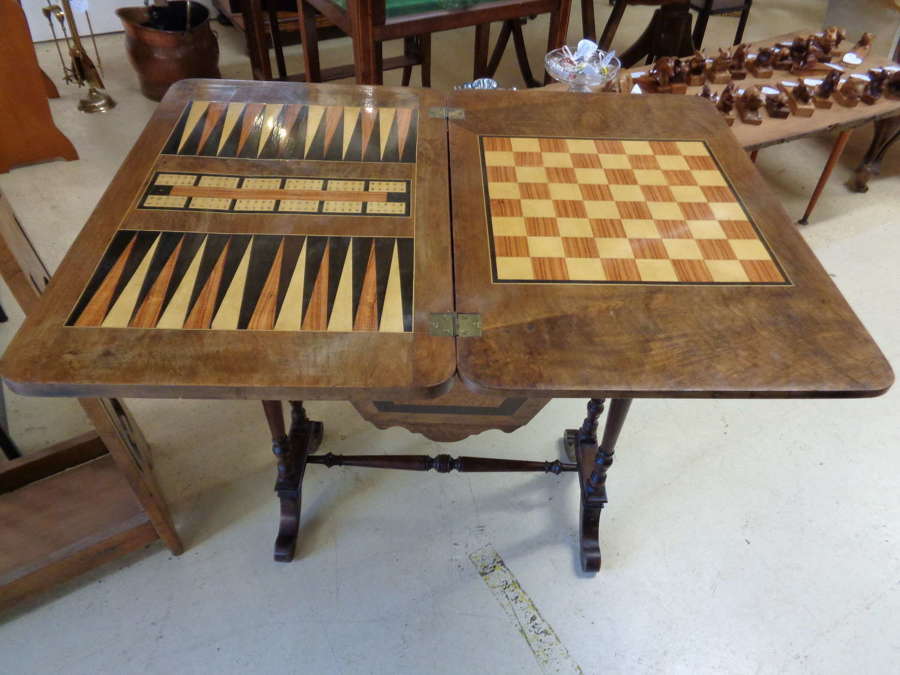 Antique Games / Chess / Backgammon / Cribbage / Sewing Table