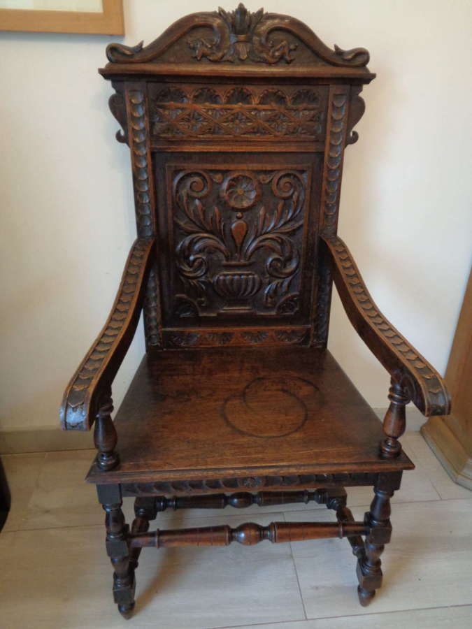 Antique 19th Century Oak Wainscot Chair