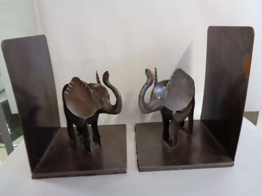 Pair Metal Elephant Bookends