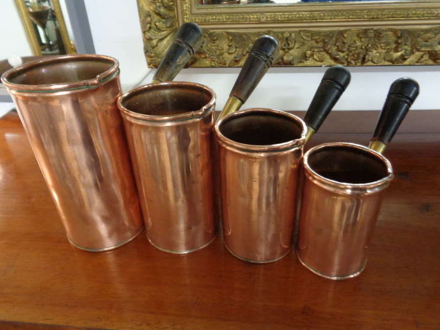 Antique Copper & Brass Ale Measures - Set of 4
