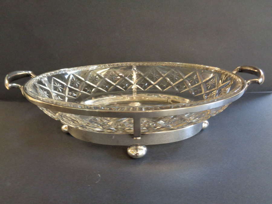 Walker & Hall Silver Plate & Crystal Serving Dish