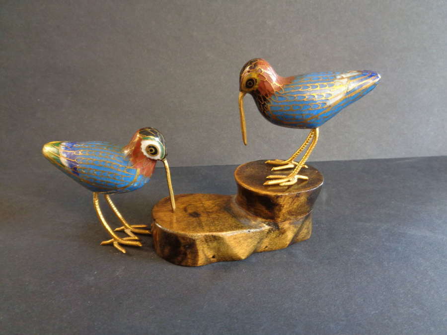 Cloisonne Birds with Stand (Pair) - 5cms high