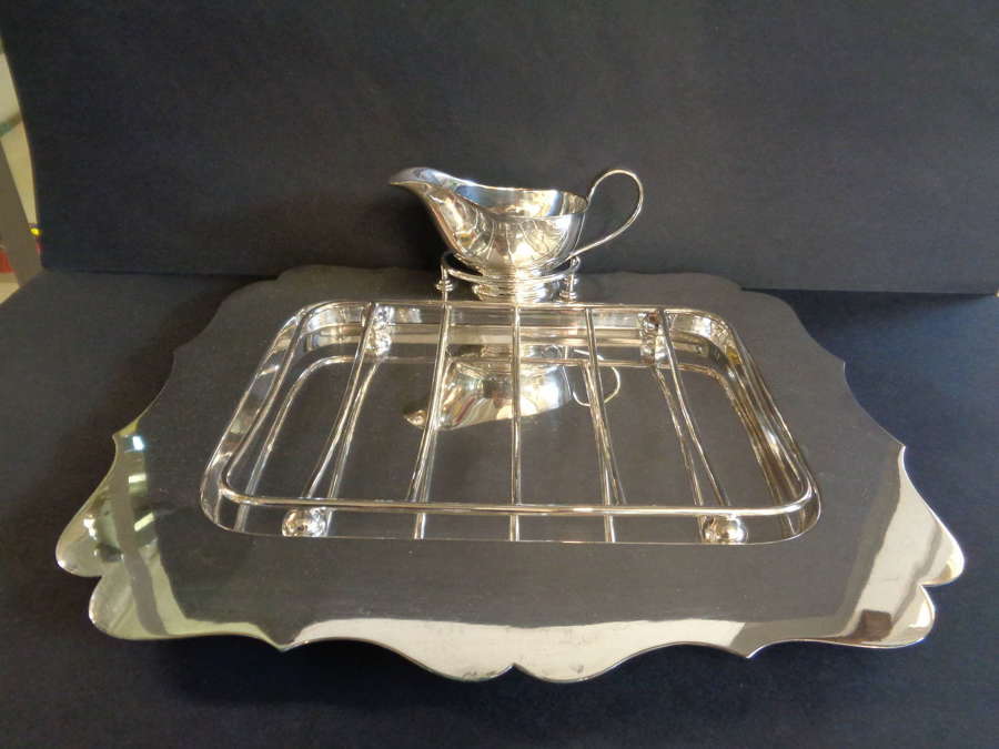 Silver Plate Asparagus Drainer with Sauce Jug