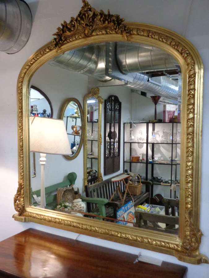Large Gilt Overmantle Bevelled Mirror