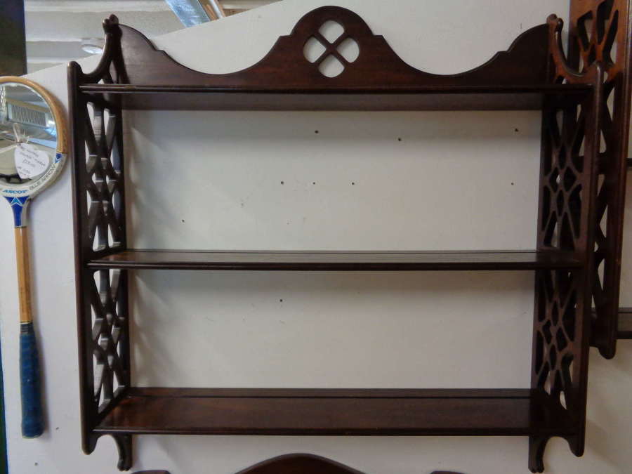 Mahogany Wall Hanging Shelves with Pierced Decoration