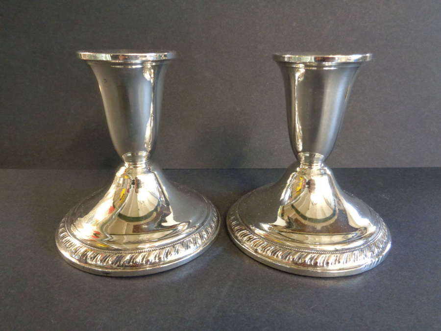 Pair American Sterling Silver Candlesticks - 'Duchin' - Weighted Bases