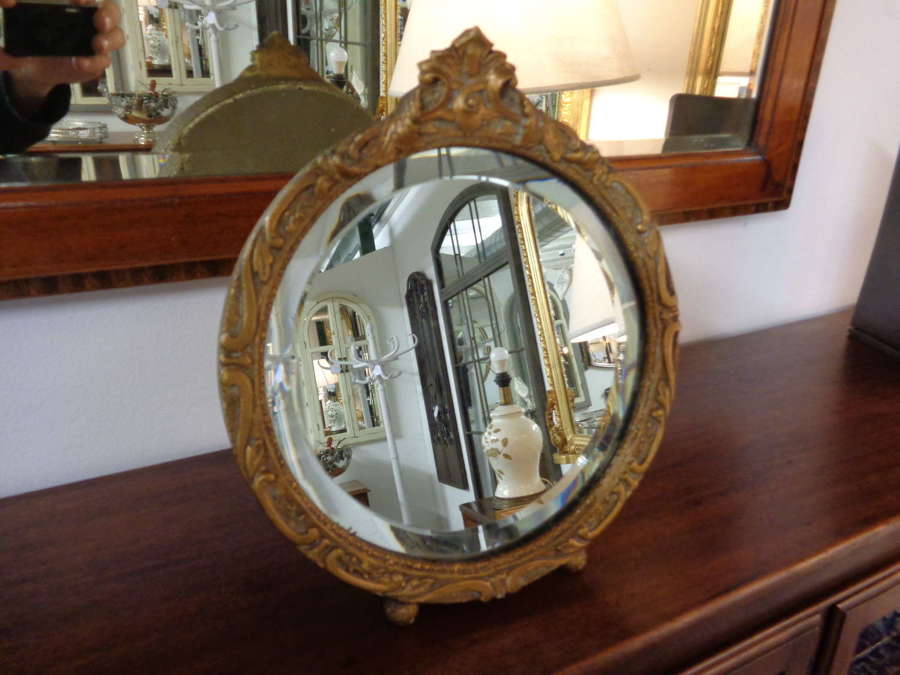 Old Gilt Bevelled Table Mirror - Freestanding