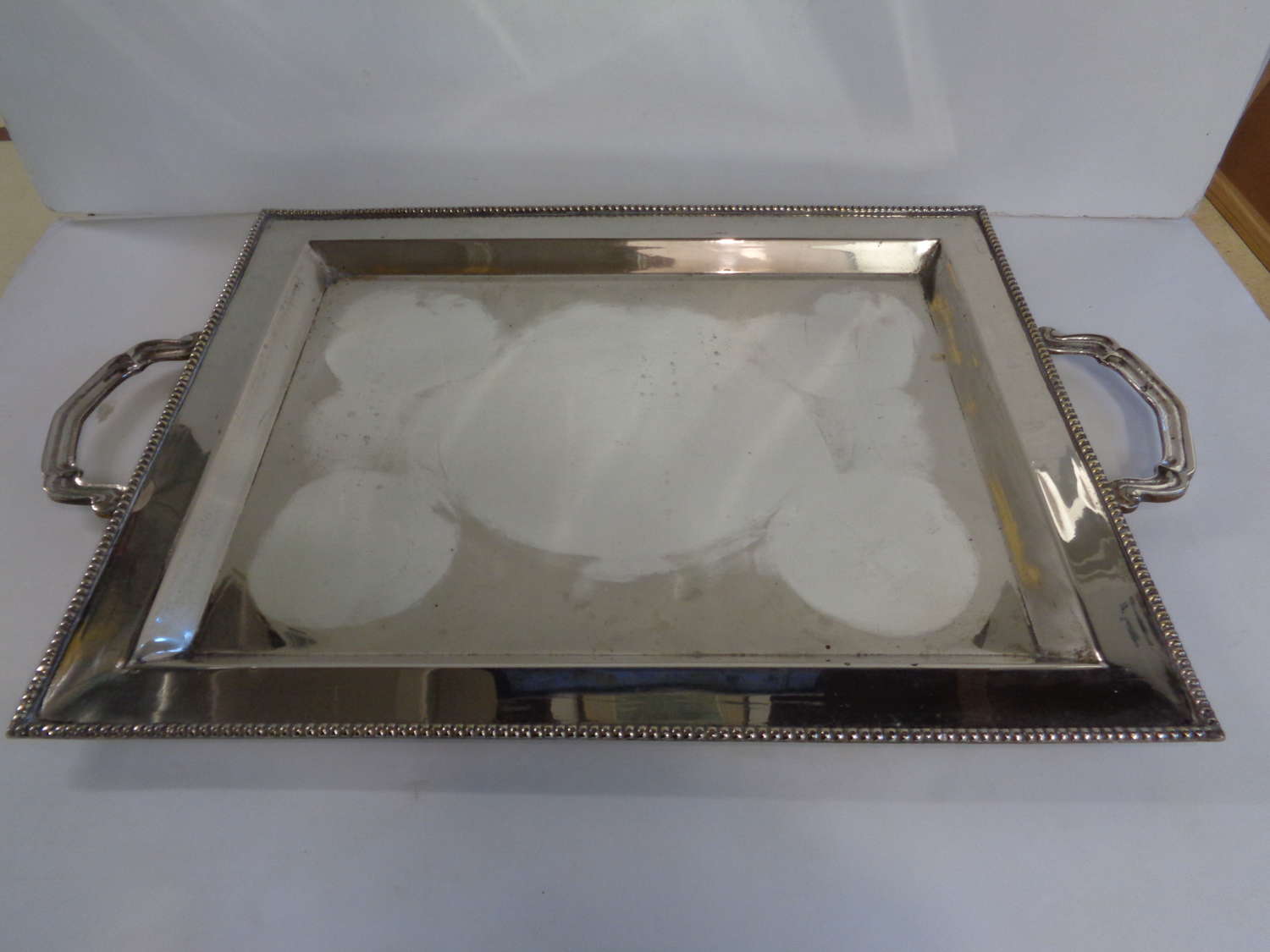 Silver Plate Rectangular Drinks Tray with Handles