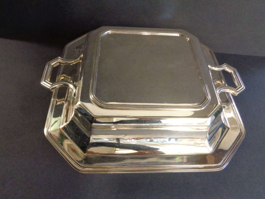 Art Deco Silver Plate Serving Dish with Lid