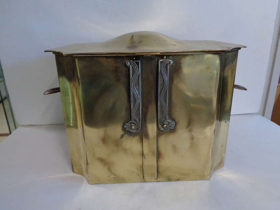 Art Deco Brass Coal Box with Liner