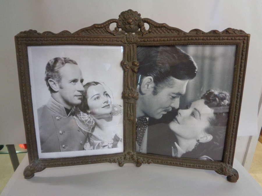 Antique Brass Double Picture Frame