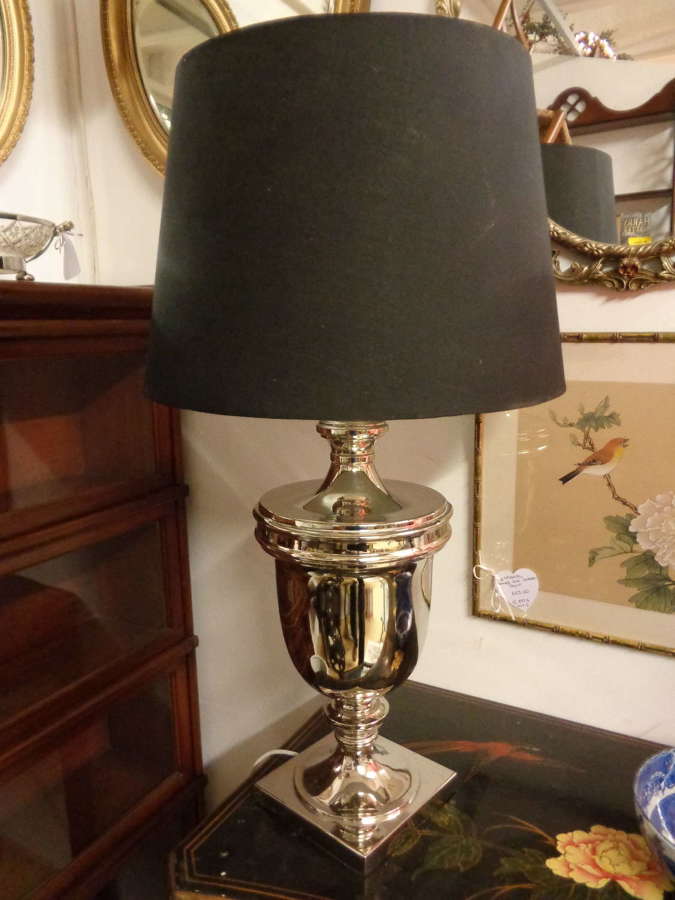 Large Chrome 'Urn' Lamp with Shade - PAT Tested