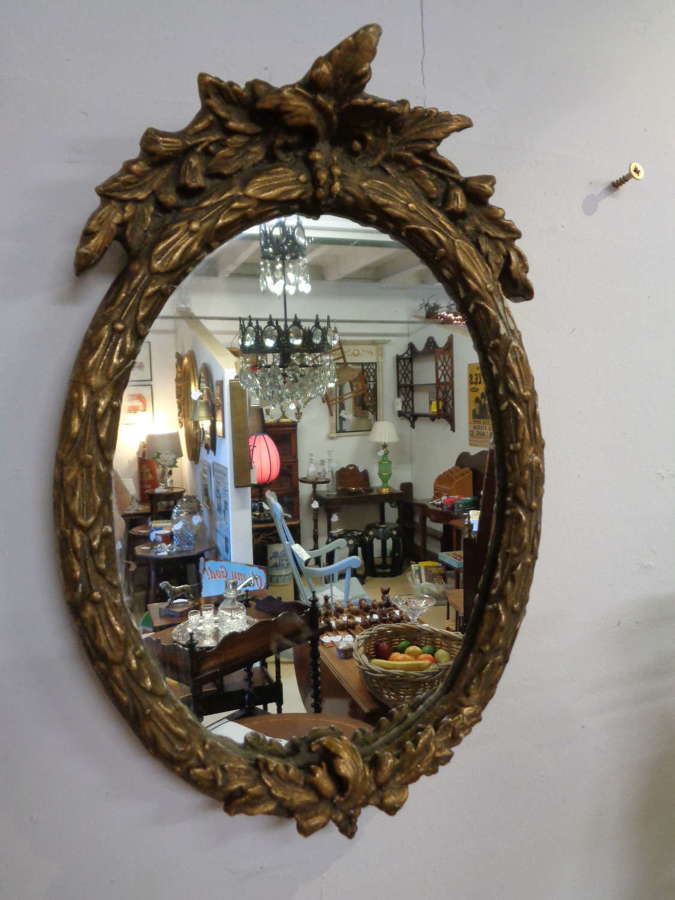 Small Gilt Oval Wall Mirror