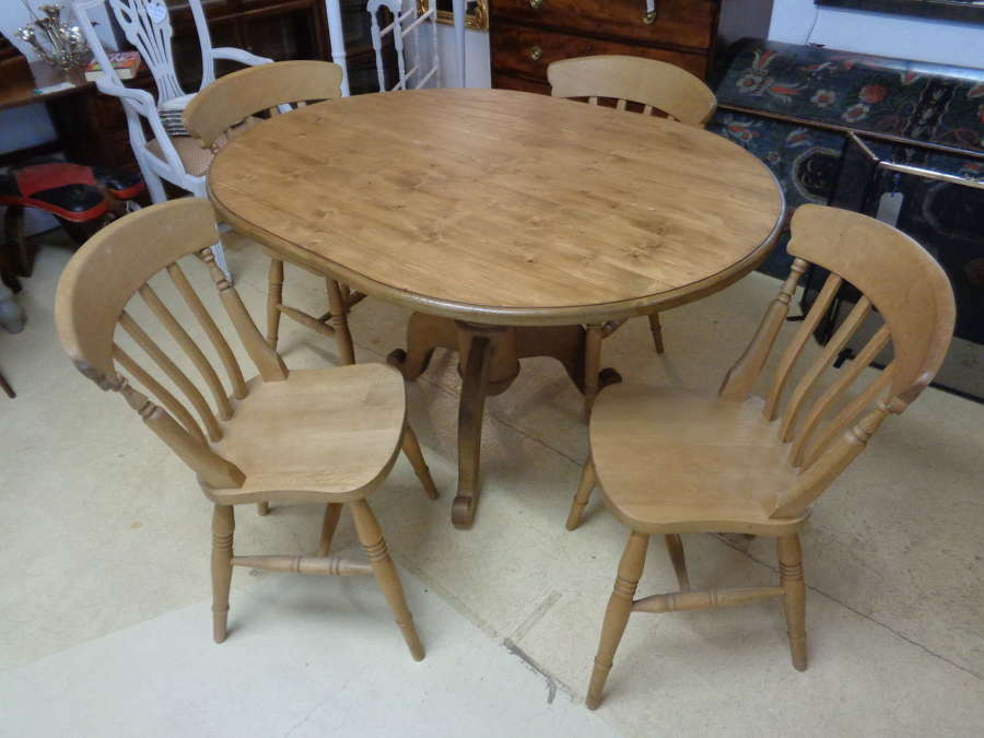 Vintage Pine Kitchen Table with 4 Chairs