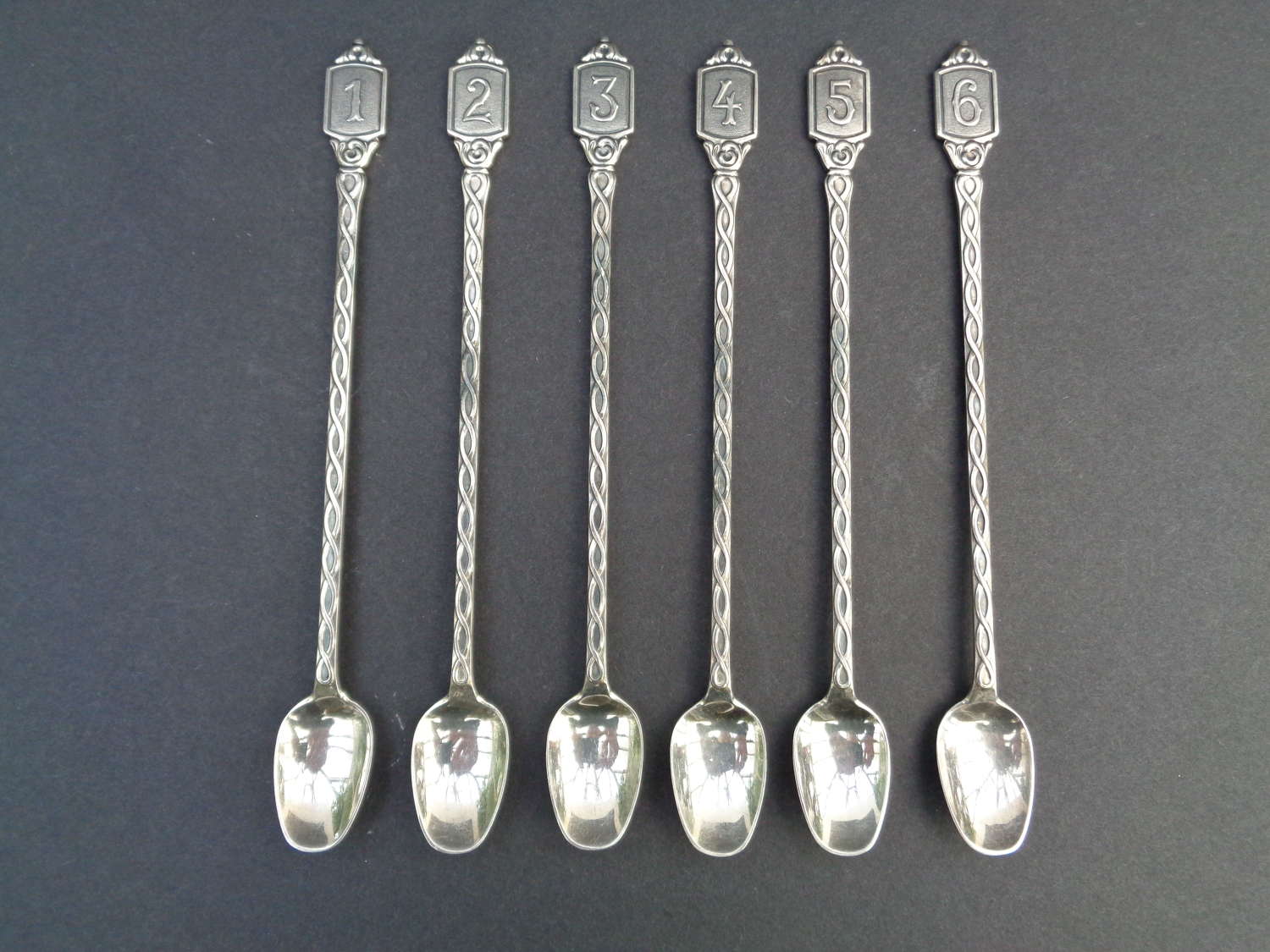 Swedish Silver Plate Numbered Cocktail Spoons / Mixers