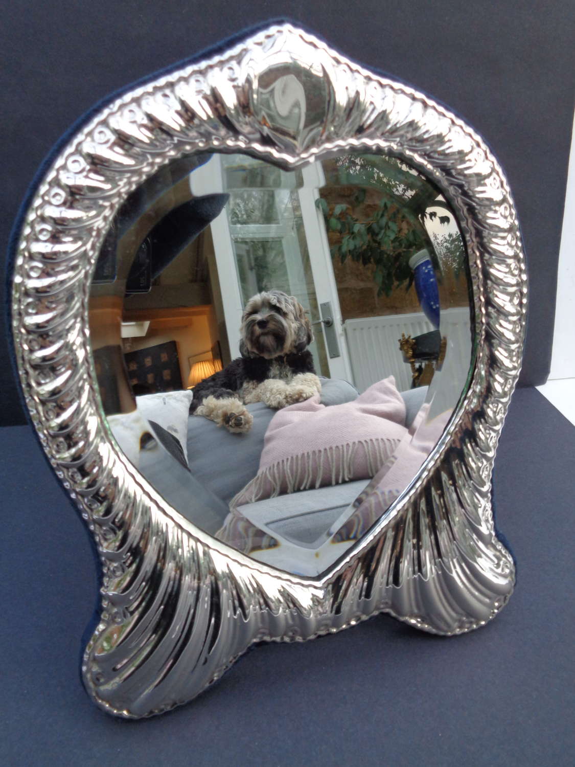 Sold Silver Framed Heart Bevelled Mirror
