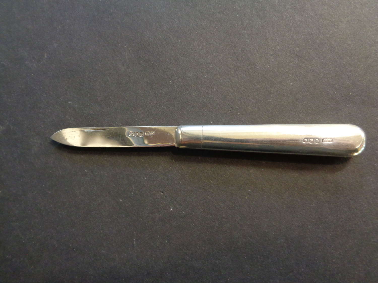 Art Deco Solid Silver Pen Knife with Silver Blade