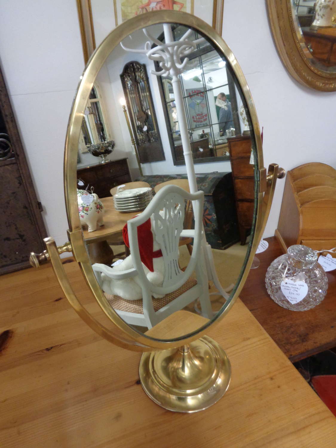 Large Edwardian Brass Vanity Mirror