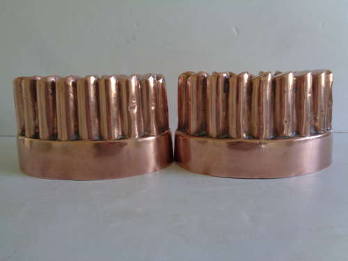 Pair Victorian Copper Jelly Moulds - Numbered 129