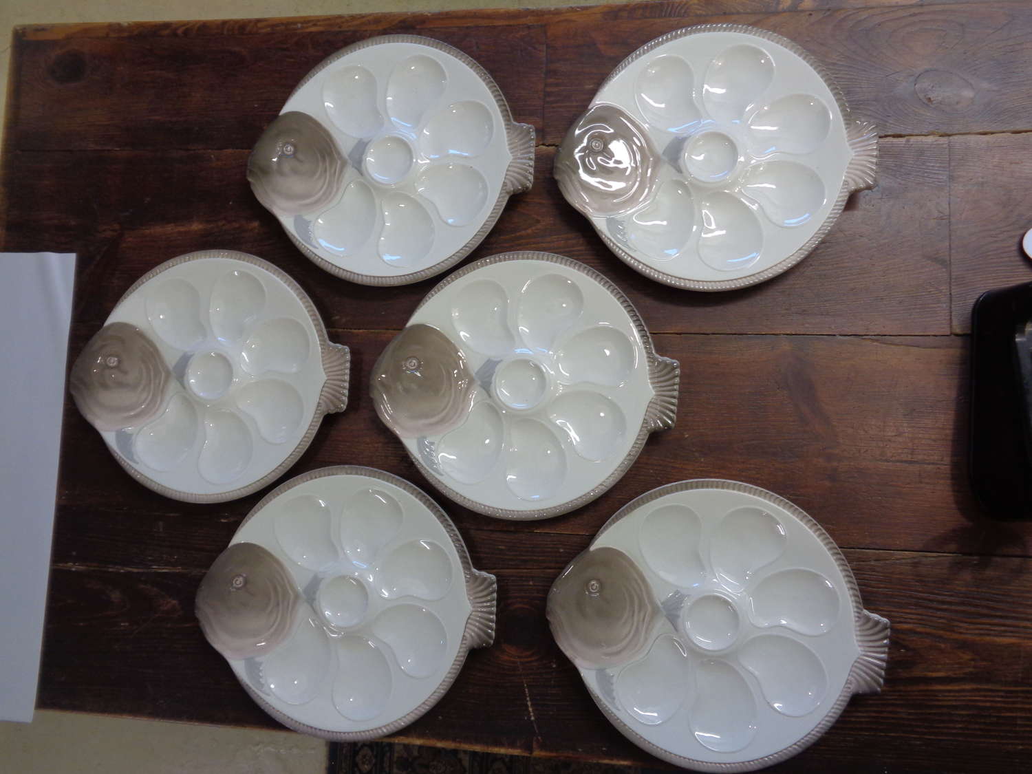 6 Vintage French Oyster Plates